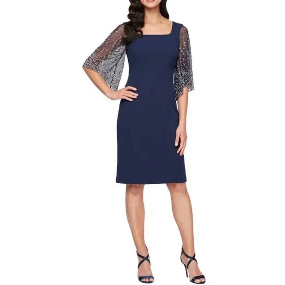 NWT Alex Evenings Navy  Blue Gown